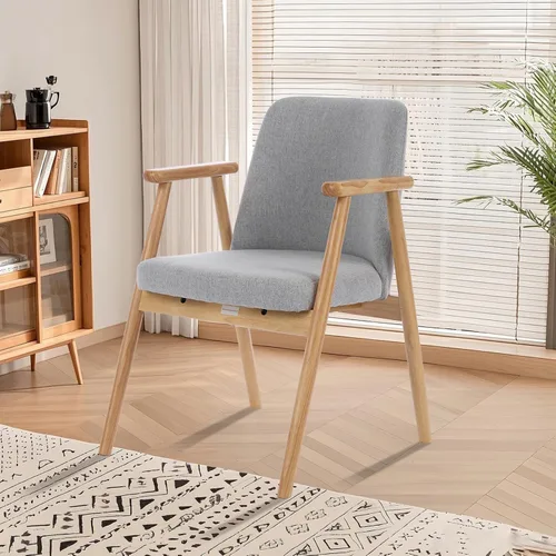Miniatura 2 de Silla decorativa, sillón moderno de mediados de siglo, cómoda silla de lectura con asiento suave y patas de madera maciza para sala de estar