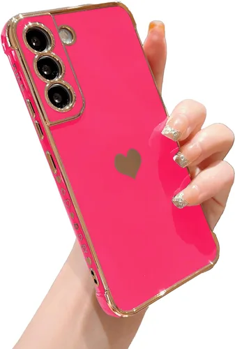 Miniatura 39 de phylla Funda de teléfono compatible con Samsung Galaxy A12 de 6.5 pulgadas, lindo corazón chapado en oro, elegante funda de lujo para mujer