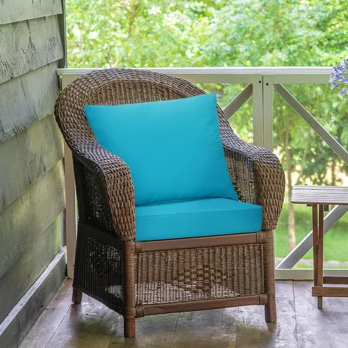 Miniatura 2 de Giantex Juego de cojines de patio con almohada, cojín de asiento profundo y respaldo, almohadillas para sillas de exterior con lazos, reemplazo