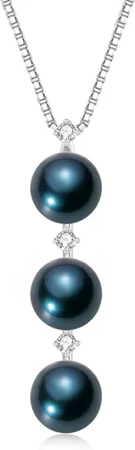 Miniatura 13 de Collar de perlas negras, blancas, doradas, grises para mujer, collar con colgante de plata esterlina, perlas cultivadas en agua salada auténticas