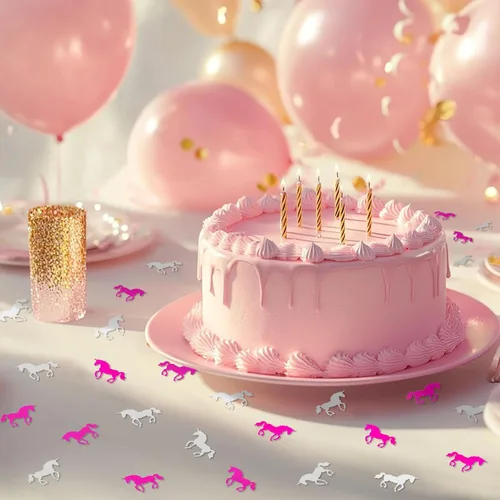 Miniatura 2 de Decoración de mesa de fiesta de unicornio de confeti de cumpleaños de papel metálico de unicornio para boda, cumpleaños, baby shower, despedida