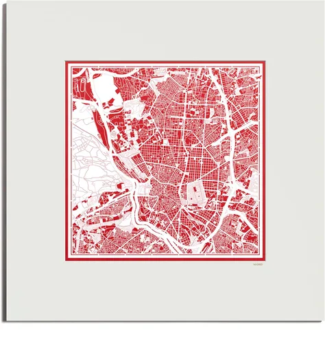 Miniatura 68 de O3 Design Studio Mapa de corte de papel Madrid negro mate de 20 x 20 pulgadas