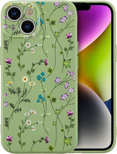 Miniatura 137 de RALEAVO Funda Floral para iPhone 12, Cubierta de Silicona Líquida con Bonito Patrón de Rama de Flores para Niñas y Mujeres, Funda Protectora de Goma