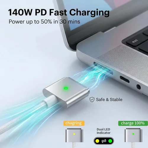 Miniatura 6 de Cargador Mag 3 de 140 W para Mac Book Pro/Air de 13/14/15/16 pulgadas y M1 M2 M3 M4 M5 (entre 2021-2026)