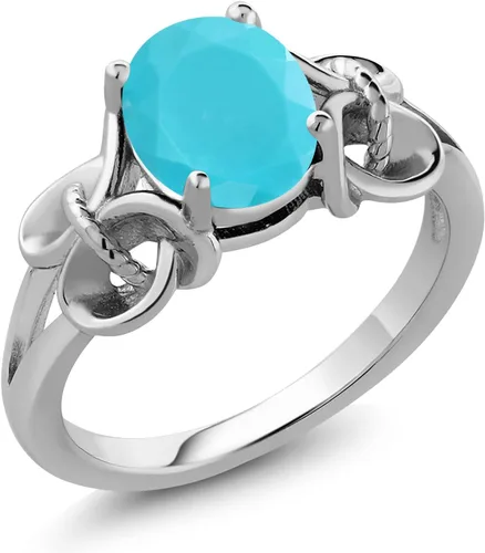 Miniatura 104 de Gem Stone King Anillo de compromiso ovalado con piedra natal para mujer, plata de ley 925, ovalado de 0.354 x 0.276 in, anillo de compromiso