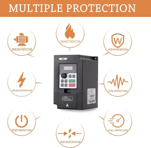 Miniatura 5 de QNK 1.5KW 2HP AC 220V 7A VFD Convertidor Mono a 3 Fases Inversor Variador de Frecuencia Variable CNC Controlador de Velocidad del Motor de Husillo