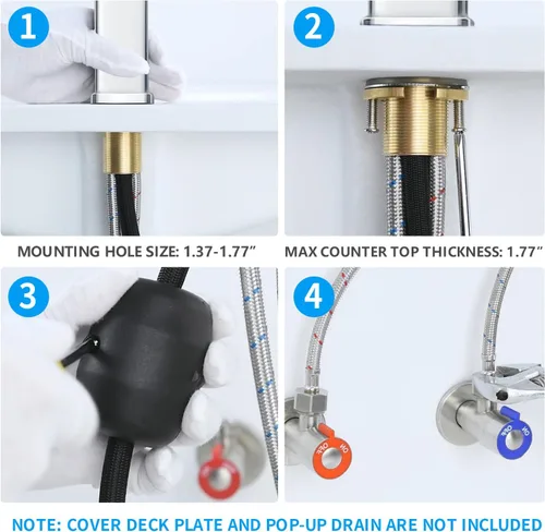 Miniatura 5 de HANLIAN Grifo extraíble de baño de un solo orificio con boquilla giratoria, grifo de una manija para lavabo de baño, grifo de baño moderno con Cromo