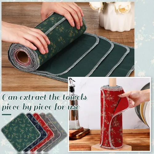 Miniatura 5 de VitalCozy 25 toallas de papel reutilizables de algodón reutilizables, absorbentes y lavables, con rollo de paños de cocina para cocina