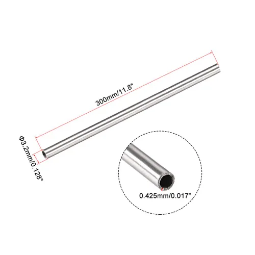 Miniatura 2 de uxcell 2 tubos de tubo capilar de acero inoxidable 304 de 0.093 in de identificación de 0.126 in de diámetro exterior de 11.811 in de longitud