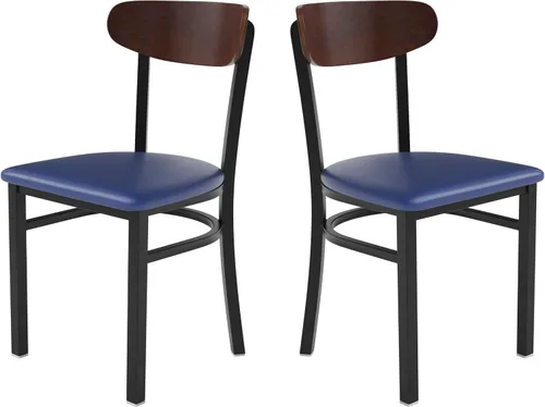 Miniatura 19 de Flash Furniture Wright - Silla de comedor comercial, respaldo de madera con acabado de abedul natural, asiento de vinilo negro, 500 libras