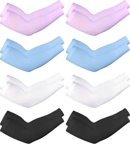 Miniatura 10 de Mudder 8 Pairs UV Sun Protection Cooling Arm Sleeves for Men Women Youth Silk Compression Arm Cover Breathable Outdoors Sport Camouflaje