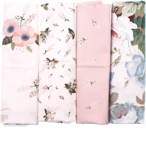 Miniatura 2 de Paquete de tela de patchwork con patrón de flores, 4 unidades, 18.9 x 18.9 in, cuadrados, acolchado, álbumes de recortes, costura, manualidades