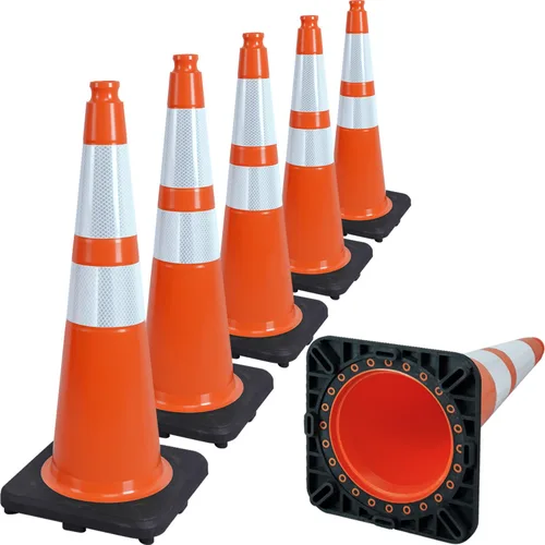Miniatura 22 de Paquete de 6 conos de tráfico de PVC extra grandes de 36 pulgadas con base resistente, conos de seguridad de alta visibilidad para todo