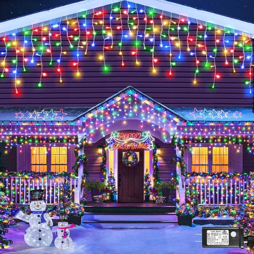 Miniatura 13 de Luces de Navidad de Carámbanos para Exteriores, 33 pies 400 Luces LED de Carámbanos para Exteriores, Luces Centelleantes Enchufables para Interiores