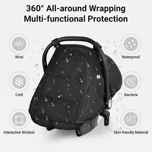 Miniatura 2 de Metplus Funda de asiento de automóvil de invierno para bebé, fundas impermeables para asiento de automóvil para bebé niño y niña, cubierta Negro
