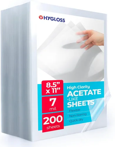 Hygloss Hojas de papel de acetato de 8.5" x 11" - 7 mil hojas de acetato transparentes para proyectos de manualidades, hojas de plantilla para