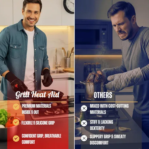 Miniatura 4 de Guantes de parrilla y barbacoa GRILL HEAT AID para asar y cocinar, Algodón