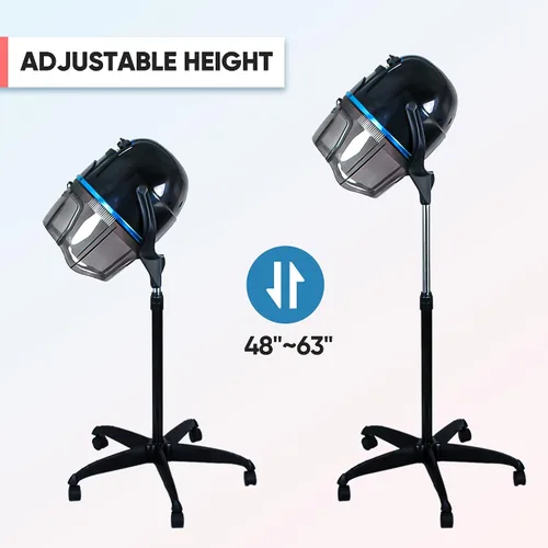 Miniatura 4 de ZENY Secador de Cabello de Pie de 1300W Ajustable de Piso con Capó con Capucha con Ruedas Rodantes Equipo Profesional de Salón para Belleza y Secado