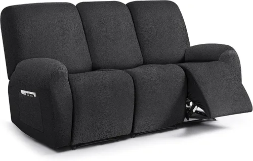 Miniatura 36 de ANARACHON Fundas para sillas reclinables con aspecto de cuero, funda elástica de 4 piezas, funda suave para silla reclinable, protector de muebles