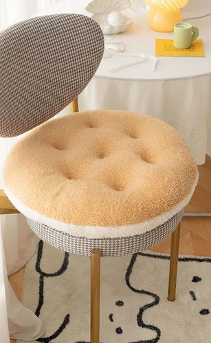 Miniatura 12 de Cojines de silla cómodos cuadrados y redondos de lana de cordero artificial, cojines de asiento de silla suaves y esponjosos de felpa para casa