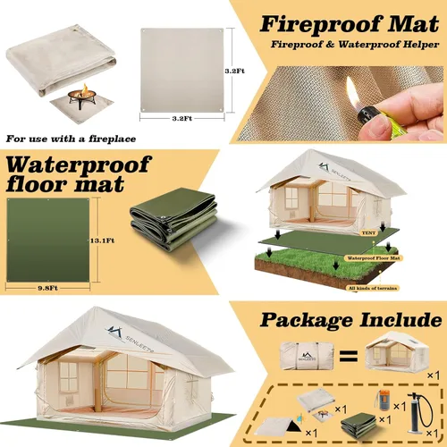 Miniatura 2 de SENLEETO Tiendas inflables para acampar, gran tienda de camping inflable con bomba manual, tiendas inflables fáciles de montar para 4-6 personas