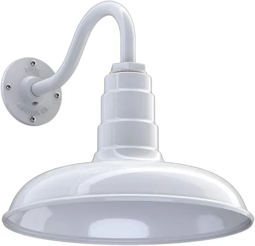 Miniatura 35 de Steel Lighting Co. Topanga - Luz de granero Montaje en pared al aire libre Domo de 14 pulgadas Cuello de cisne de 11 pulgadas Luz de garaje