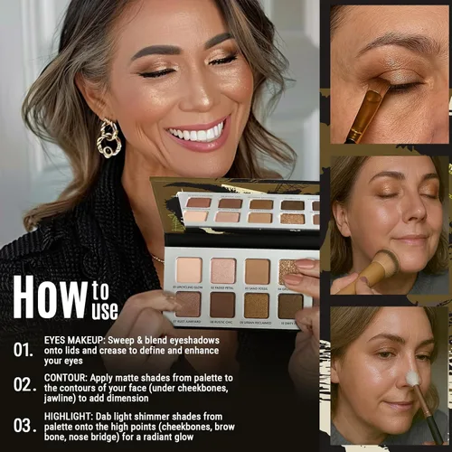 Miniatura 4 de Paleta de Sombras de Ojos Natural Nudes - Marrón Topo Cálido y Marrón Oscuro Mate, Acabado Aterciopelado con Shimmer y Metálico Tamaño Compacto