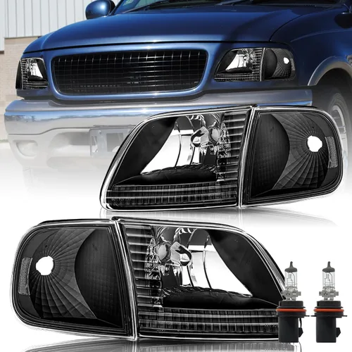 Miniatura 18 de Conjunto de faros BRYGHT Compatible con [Todos los modelos] 08-14 Ford E150 E250 08-21 E350 E450 Super Duty Faros de repuesto con carcasa cromada