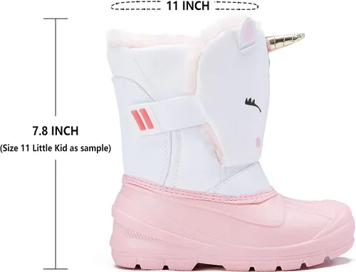 Miniatura 4 de MORENDL Botas de nieve para niños, impermeables, con forro de piel, cálidas, antideslizantes, para niños y niñas, para caminar al aire libre