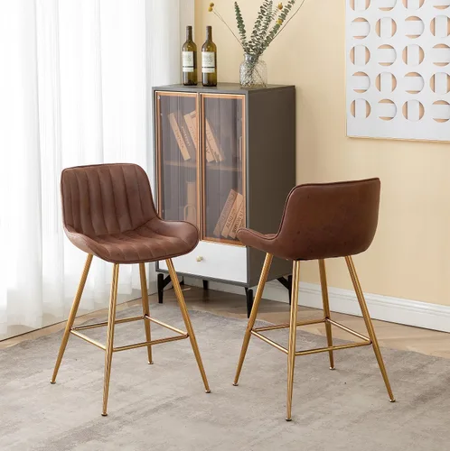 Miniatura 17 de Sidanli Blue - Juego de 2 taburetes de bar de terciopelo de 24 pulgadas con reposapiés, sillas de bar modernas para el hogar, isla de cocina, comedor