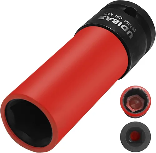 Miniatura 8 de Llave de tuerca de impacto de 17 mm de 1/2 pulgada, profunda, métrica, con fundas protectoras y material CR-MO de alta resistencia que no deja marcas