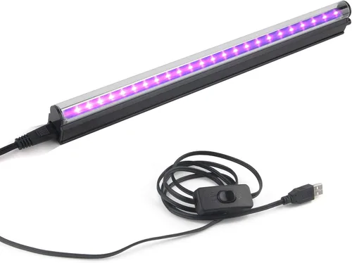 Barra de luz LED negra, 10 W, 1 pie, USB, portátil, T5, tubo de luz negra UV que brilla en la oscuridad para pintura corporal, decoración de