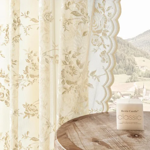 Miniatura 18 de SEEKRIGHT - 2 paneles de cortinas traslúcidas de encaje negro, cortinas góticas florales, cortinas victorianas con bolsillo para cortinero