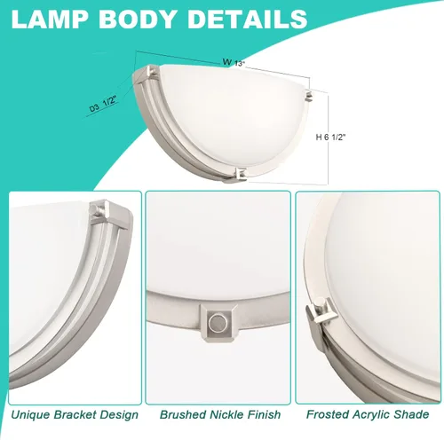Miniatura 6 de Lámpara de pared LED regulable de 13 pulgadas, lámpara de pared media luna, temperatura de color ajustable de 3000K/4000K/5000K, lámparas de tocador