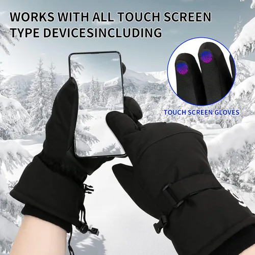 Miniatura 4 de Guantes de moto de nieve, guantes de esquí para hombres y mujeres, impermeables, resistentes al viento, guantes de snowboard para pantalla táctil