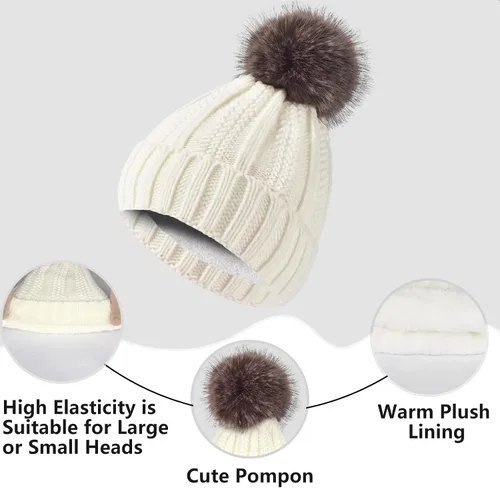 Miniatura 3 de Conjunto de guantes de invierno para mujer, gorro de forro polar, bufanda para pantalla táctil, guante 3 en 1