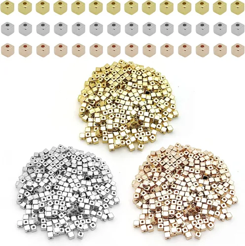 Miniatura 17 de 1000 cuentas espaciadoras redondas planas para manualidades, cuentas de disco de 5 colores para hacer joyas, pulseras, collares, aretes