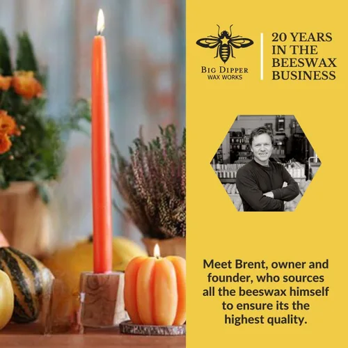 Miniatura 2 de Big Dipper Wax Works Velas de calabaza, velas cónicas de cera de abeja sumergidas a mano, 12 horas de combustión larga, vela de cera de abeja pura