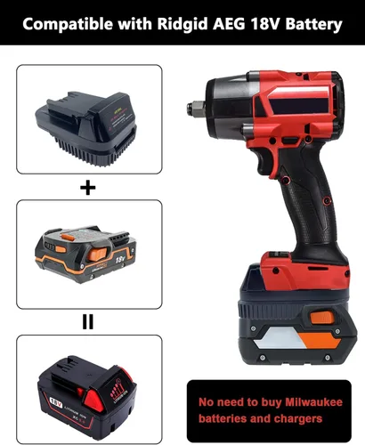 Miniatura 2 de TPDL Adaptador para batería Ridgid AEG de 18 V a herramientas inalámbricas Milwaukee M18 de 18 V, uso para baterías Ridgid de plataforma de 18 V