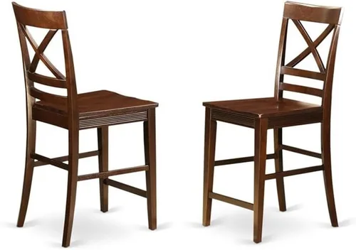 Miniatura 4 de East West Furniture VNQU3-MAH-W - Juego de pub de 3 piezas de altura de mostrador para espacios pequeños que contiene una mesa cuadrada de comedor