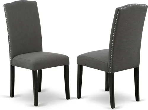 Miniatura 14 de East West Furniture ENP1T69 Encinal Parson - Juego de 2 sillas acolchadas de piel sintética negra con ribete de clavo, color negro