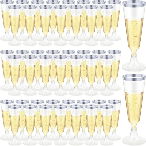 CHENGU Paquete de 200 Copas Flautas de Champán de Plástico de 5 Oz, Copas de Vino Desechables para Brindar, Copas Flautas de Champán para Bodas y