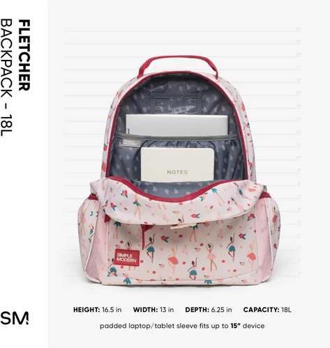 Miniatura 5 de Simple Modern Mochila para niños y niñas escolares, Disney Arcoiris princesa, 18 L