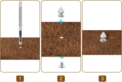 Miniatura 5 de uxcell 50 juegos de remaches de espiga cono, 0.315 x 0.472 in con rosca trasera para árbol y picos para manualidades de cuero, ropa, zapatos, Fósforo