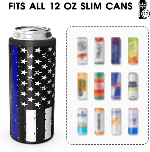 Miniatura 3 de TILUCK Skinny - Enfriador de latas para cerveza delgada y seltzer duro, acero inoxidable, doble pared aislada de acero inoxidable, estándar de 12