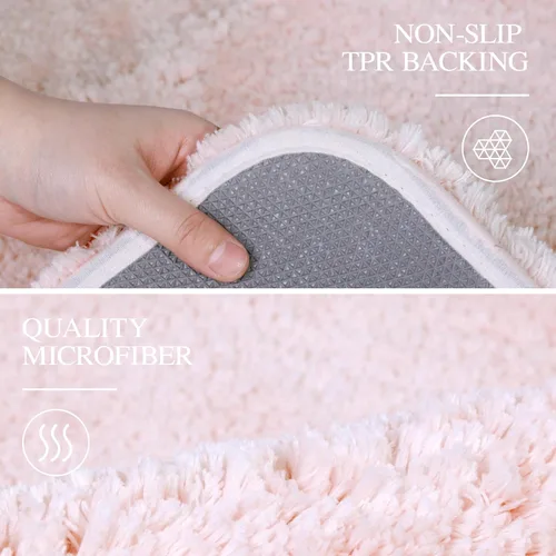 Miniatura 5 de Walensee Alfombra de baño antideslizante (16 x 24 pulgadas, color rubor) absorbente de agua, microfibra suave, lavable a máquina, alfombra de baño