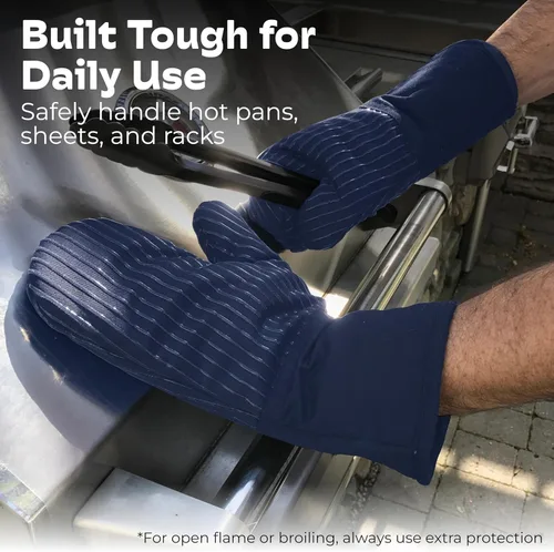 Miniatura 7 de Guantes de horno resistentes al calor - Juego de 2 guantes de cocina de silicona, azul royal oscuro Azul real