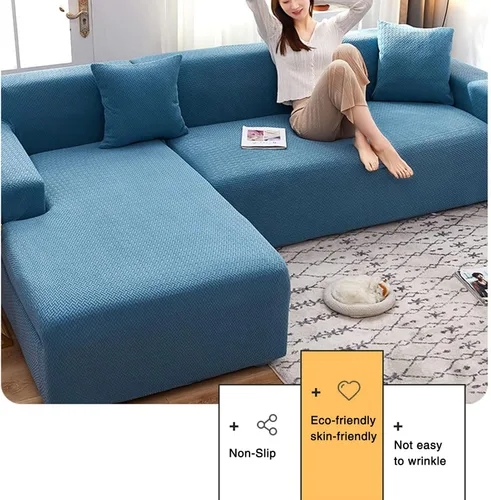 Miniatura 2 de ZPEE Fundas de sofá de forro polar en forma de L, funda elástica suave para perros, mascotas, sala de estar, protector de muebles, funda Azul