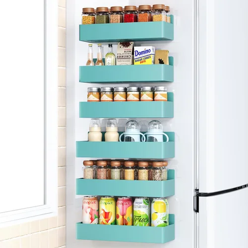 Miniatura 21 de Mystozer Estante Magnético para Especias para Refrigerador, Organizador de Cocina y Estante de Almacenamiento, Negro (Paquete de 6)..