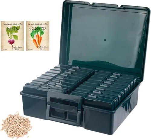 Miniatura 8 de Caja de almacenamiento de semillas verde oscuro con 6 cajas pequeñas interiores de 57 pulgadas, caja de almacenamiento de herramientas portátil